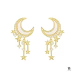 Moon Stars Drop Earrings Pair