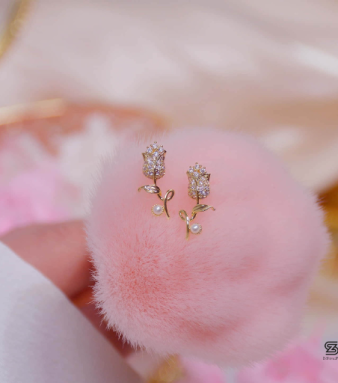 Pearl & Rose Twin Earrings