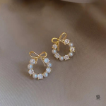 Chic Bow Pearl Ear Studs