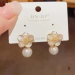 Flower Pearl Drop Earrings