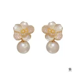 Flower Pearl Drop Earrings