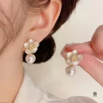 Flower Pearl Drop Earrings