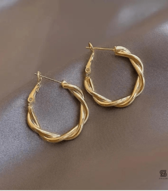 Elegant Golden Twist Hoop Earrings