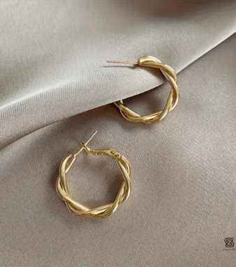 Elegant Golden Twist Hoop Earrings