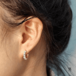 Pair of Copper Inlaid Synthetic Zircon Earrings