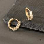 Pair Of Copper Inlaid Five Synthetic Zircon Earrings