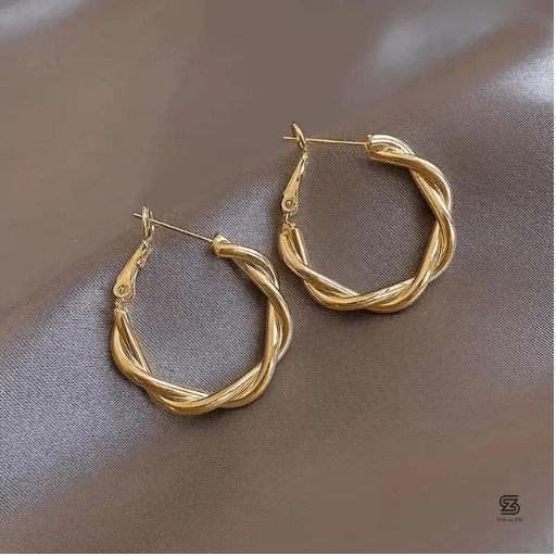 Elegant Golden Twist Hoop Earrings