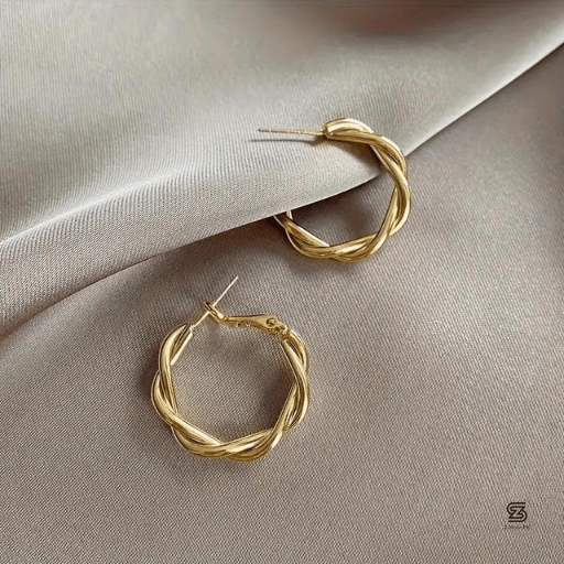 Elegant Golden Twist Hoop Earrings