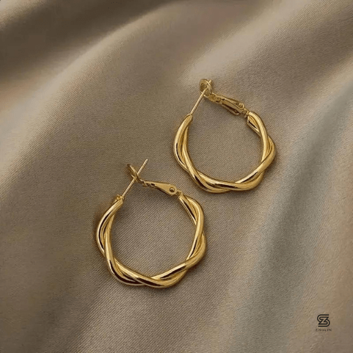 Elegant Golden Twist Hoop Earrings