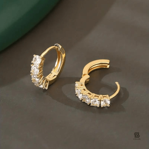 Pair of Copper Inlaid Synthetic Zircon Earrings