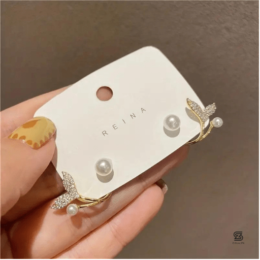 Pearl Mermaid Tail Stud Earrings